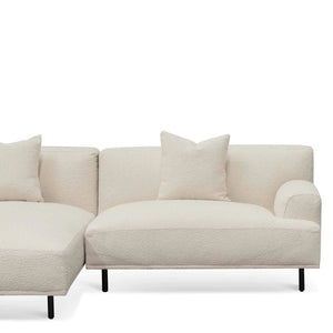 Ivory White Boucle Left Chaise Sofa