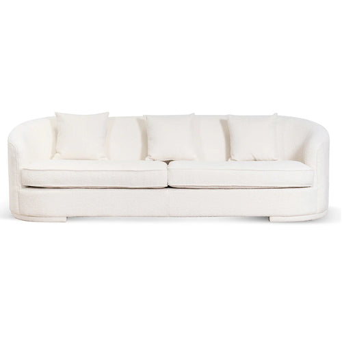 Ivory White Boucle Three-Seater Sofa