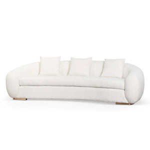 Ivory White Boucle Three-Seater Sofa