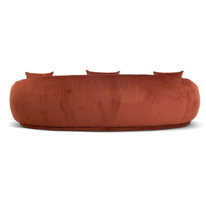Rustic Orange Velvet Three-Seater Sofa