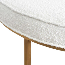 Load image into Gallery viewer, White Boucle Ottoman with Brushed Gold Base
