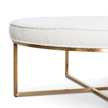 Load image into Gallery viewer, White Boucle Ottoman with Brushed Gold Base