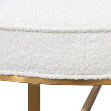 Load image into Gallery viewer, White Boucle Ottoman with Brushed Gold Base