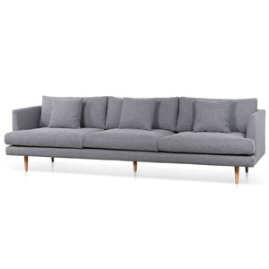 Graphite Grey Four-Seater Fabric Sofa with Natural Legs