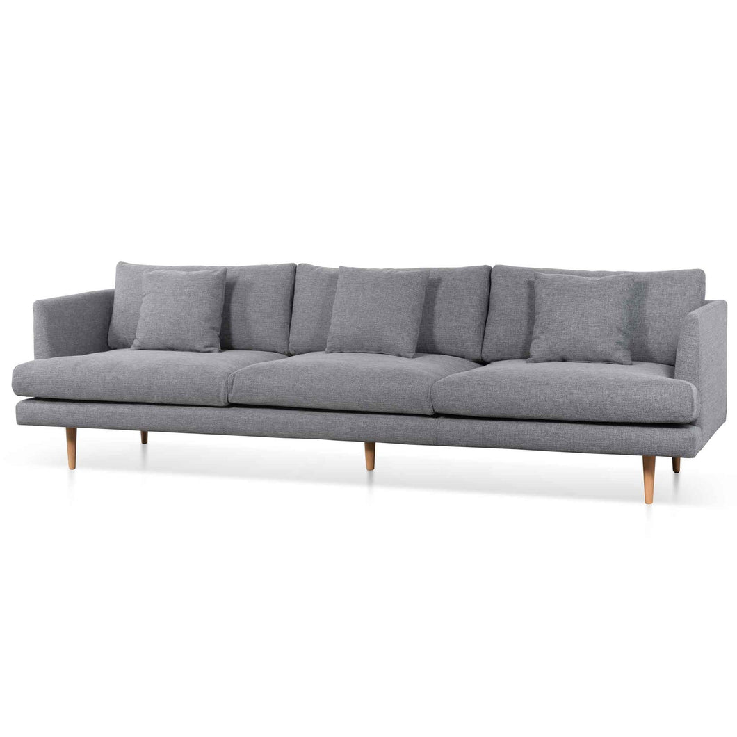 Graphite Grey Four-Seater Fabric Sofa with Natural Legs