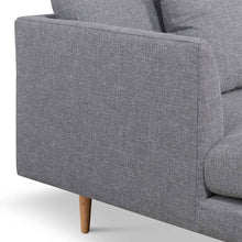 Load image into Gallery viewer, Graphite Grey Four-Seater Fabric Sofa with Natural Legs