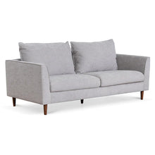 Load image into Gallery viewer, Oyster Beige Three-Seater Fabric Sofa with Walnut Legs