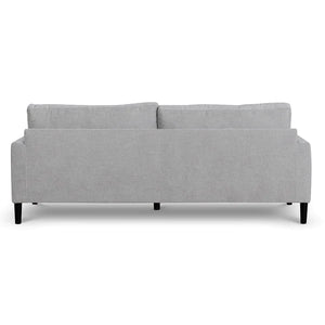 Oyster Beige Three-Seater Fabric Sofa with Black Legs