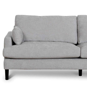 Oyster Beige Three-Seater Fabric Sofa with Black Legs
