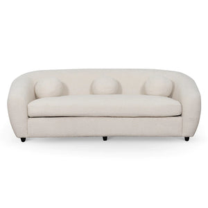 Ivory White Boucle Three-Seater Sofa