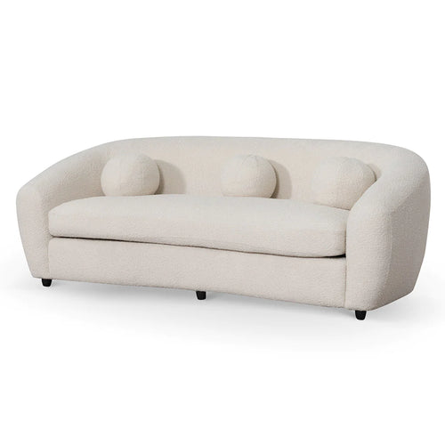 Ivory White Boucle Three-Seater Sofa