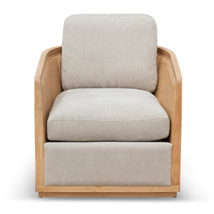 Wooden Armchair with Greige Fabric