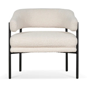 Ivory White Sherpa Armchair with Black Legs