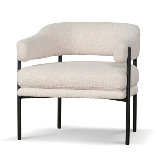 Ivory White Sherpa Armchair with Black Legs
