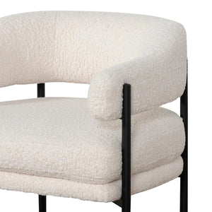Ivory White Sherpa Armchair with Black Legs