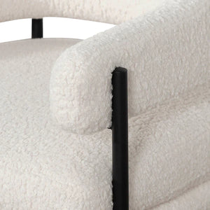 Ivory White Sherpa Armchair with Black Legs