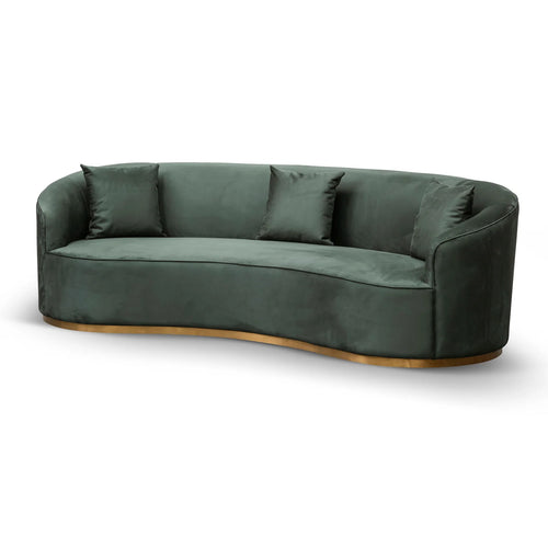 Dark Green Velvet Three-Seater Sofa