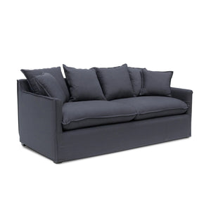 Charcoal Linen Three-Seater Fabric Sofa