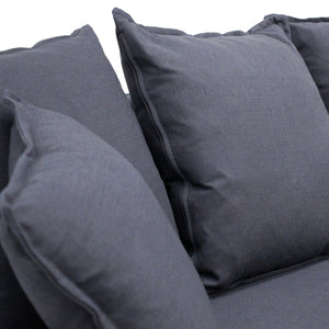 Charcoal Linen Three-Seater Fabric Sofa