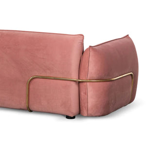 Blush Pink Three-Seater Sofa with Brass Frame