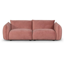 Load image into Gallery viewer, Blush Pink Three-Seater Sofa with Brass Frame