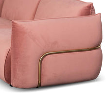 Load image into Gallery viewer, Blush Pink Three-Seater Sofa with Brass Frame