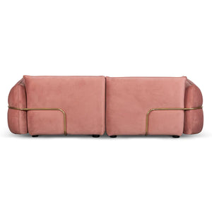 Blush Pink Three-Seater Sofa with Brass Frame