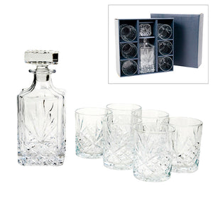 Etched Decanter & Glass Set