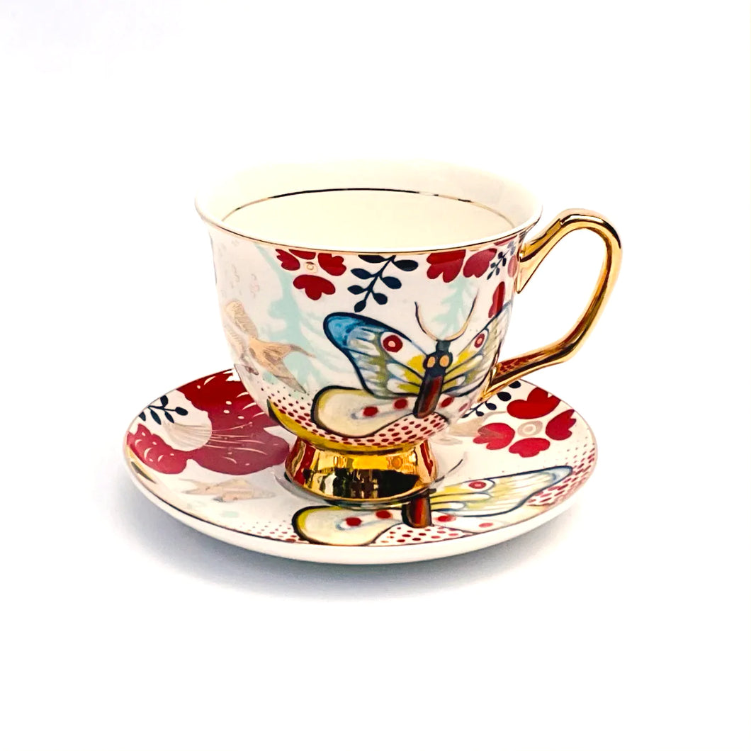 XL Butterfly Teacup and Saucer - 375mL