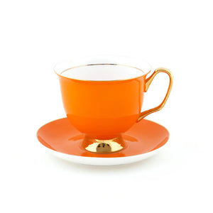 XL Orange Teacup and Saucer - 375mL