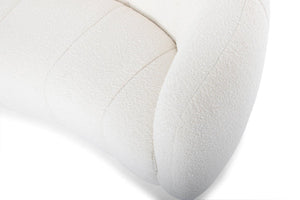 White Boucle Three-Seater Fabric Sofa