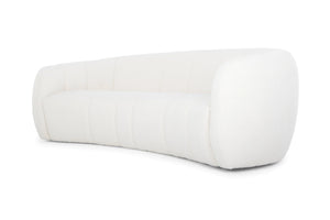 White Boucle Three-Seater Fabric Sofa