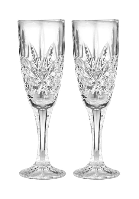 Ophelia Carved Champagne Glasses 2 Pack