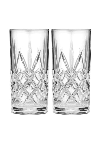 Ophelia Carved Highball Glass Tumblers 2 Pack