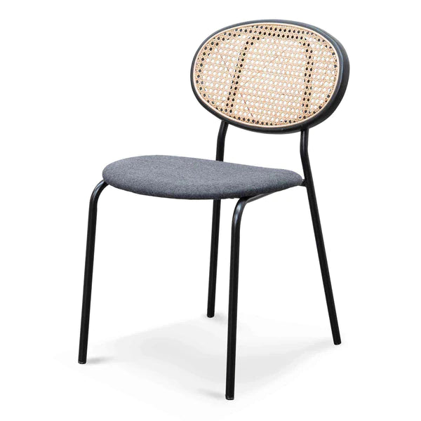 Grey Fabric Dining Chair with Black Frame