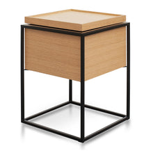 Load image into Gallery viewer, Oak Scandinavian Side Table with Black Frame