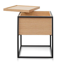 Load image into Gallery viewer, Oak Scandinavian Side Table with Black Frame