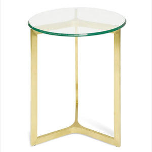 Round Glass Side Table with Gold Base