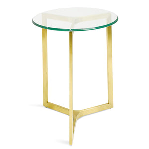 Round Glass Side Table with Gold Base