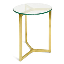 Load image into Gallery viewer, Round Glass Side Table with Gold Base