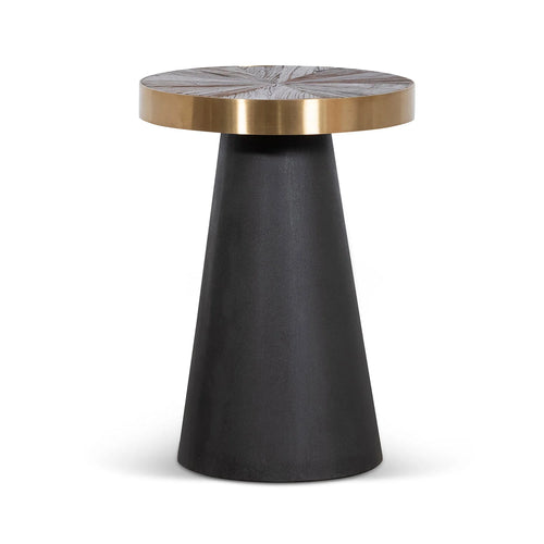 Dark Grey Side Table with Natural Top