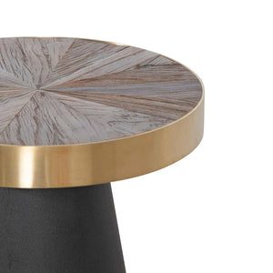Dark Grey Side Table with Natural Top
