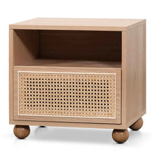 Load image into Gallery viewer, Natural Wooden Side Table with Rattan Front