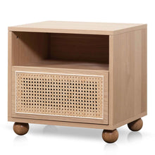 Load image into Gallery viewer, Natural Wooden Side Table with Rattan Front