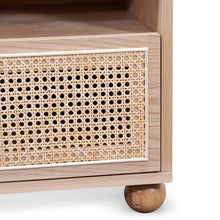 Load image into Gallery viewer, Natural Wooden Side Table with Rattan Front