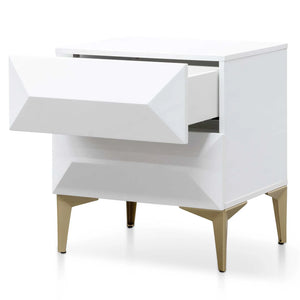 White Wooden Side Table with Gold Legs