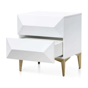 White Wooden Side Table with Gold Legs