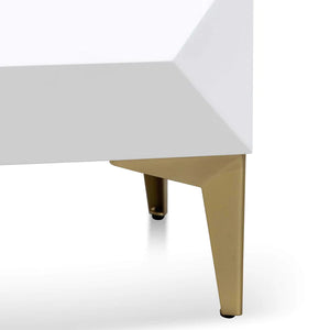 White Wooden Side Table with Gold Legs