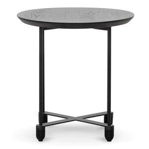 Full Black Wooden Top Side Table