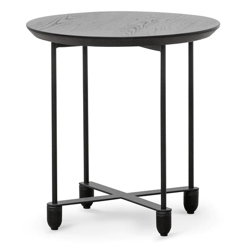 Full Black Wooden Top Side Table